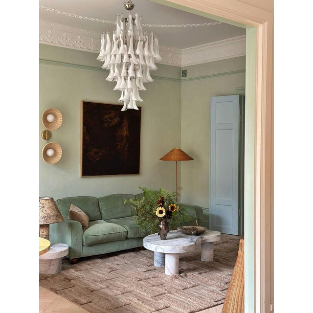 Murano Chandelier in White Glass from Mazzega For Sale - Image 11 of 11