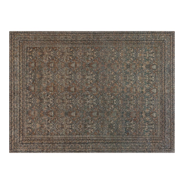 Authentic 19th Century Persian Kirman Handmade Wool Rug For Sale