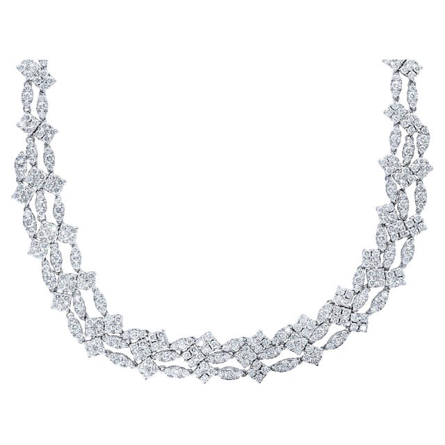 Sidney Garber's Vintage 35 Ct Diamond Bridal Necklace 18 Karat White Gold 60 Gm For Sale - Image 4 of 8