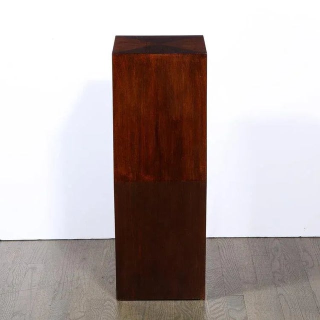 Modern Modernist Sculptural Bookmatched Walnut Convex Faceted Minimalist Pedestal For Sale - Image 3 of 10