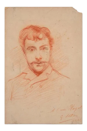 Portrait of a Man - Original Pencil Drawing by G.J. Sortais - 1886 1886