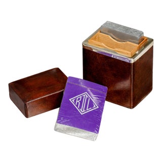 Refined Ralph Lauren Home Purple Label Wood Sterling Silver Storage Box Playing Cards Luxury Decor For Sale