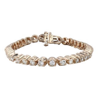 3ctw Diamond Tennis Bracelet 14k Yellow Gold 6.5" 4.4mm For Sale