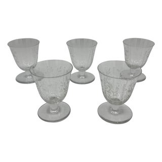 White Wine Glasses with Argentina Pattern from Baccarat, 1940, Set of 5 For Sale