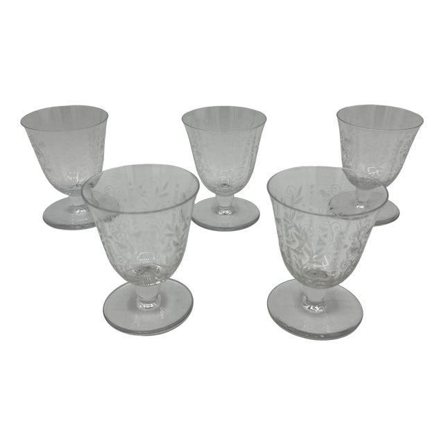 White Wine Glasses with Argentina Pattern from Baccarat, 1940, Set of 5 For Sale