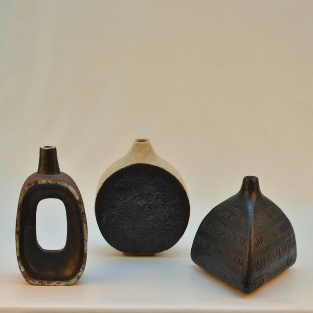Three unique 1960's hand formed studio pottery by the artist krystyna czelny. B 1923 in poland and living in the uk. She...