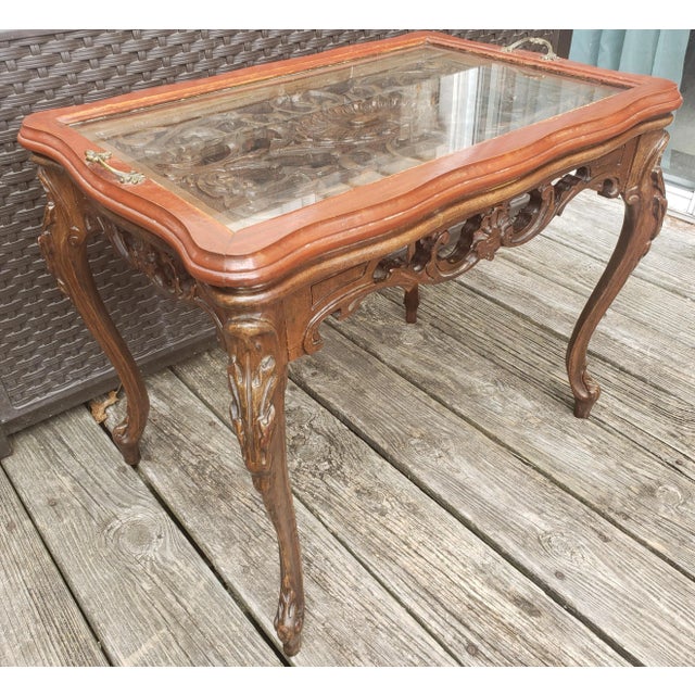 Early 1900s Hand Carved Walnut Tray Table For Sale - Image 12 of 12