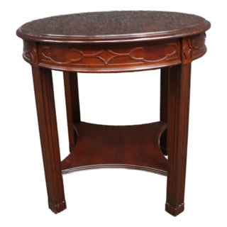 Henkel Harris Mahogany Round Lamp Table With Lower Shelf, Style No. 5426 For Sale