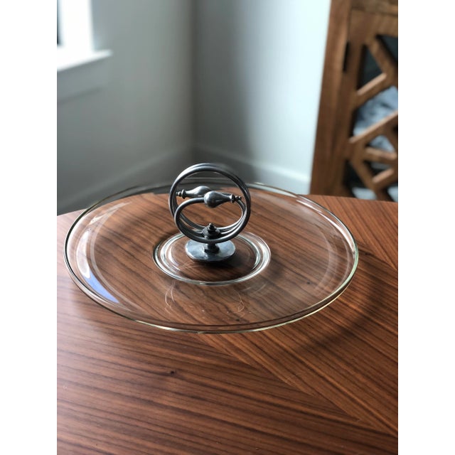1930s Art Deco Cheese Tray Glass & Aluminum For Sale In Houston - Image 6 of 9