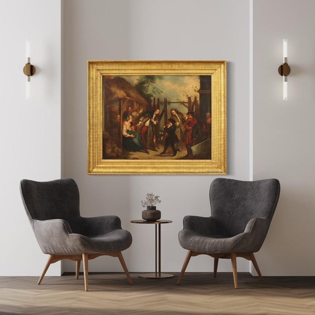 English Artist, Genre Scene, 1750, Oil on Canvas For Sale - Image 13 of 15