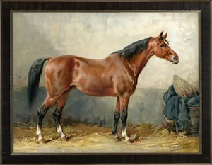 Mecklenburger Horse by Eerelman Framed in Italian Wood Vener Moulding