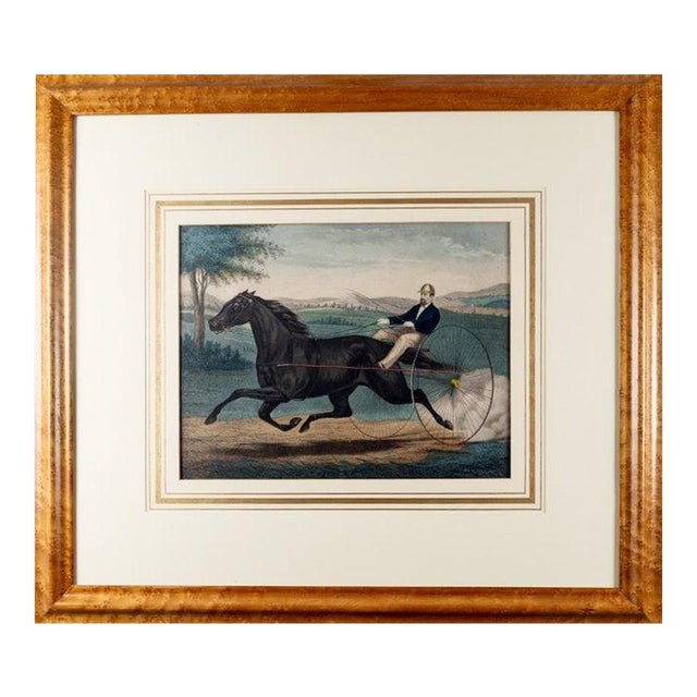 Mid 19th Century Currier & Ives Hand-Colored Lithograph "Grand Young Trotting Stallion Axtell" For Sale