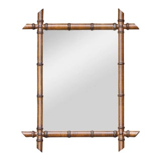 Petite French Antique Faux Bamboo Mirror with Warm Patina, circa 1900 For Sale