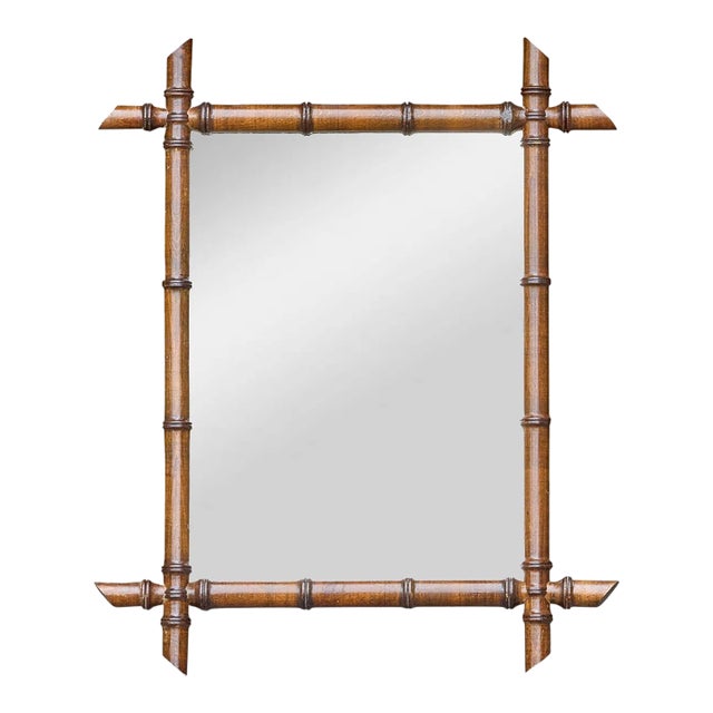 Petite French Antique Faux Bamboo Mirror with Warm Patina, circa 1900 For Sale