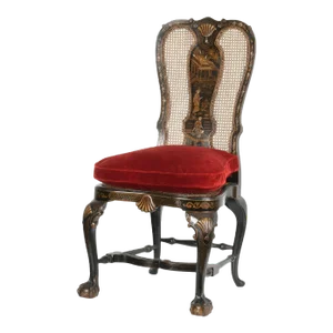 George II Style Chinoiserie Decorated Ebonized Gilt Accent Side Chair