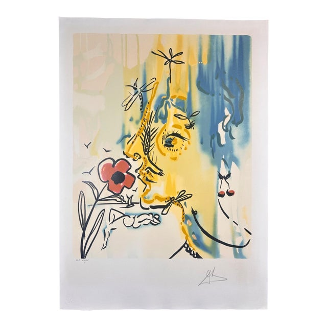 1980s Dali Fleurs Surrealiste Vanishing Face Hand Sign Numbered Lithograph Surreal Art For Sale