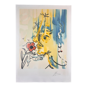 1980s Dali Fleurs Surrealiste Vanishing Face Hand Sign Numbered Lithograph Surreal Art
