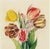 English Botanical Watercolor of Seven Tulips, Flamed and Feathered Florists' Varieties English, Early 19th Century This...