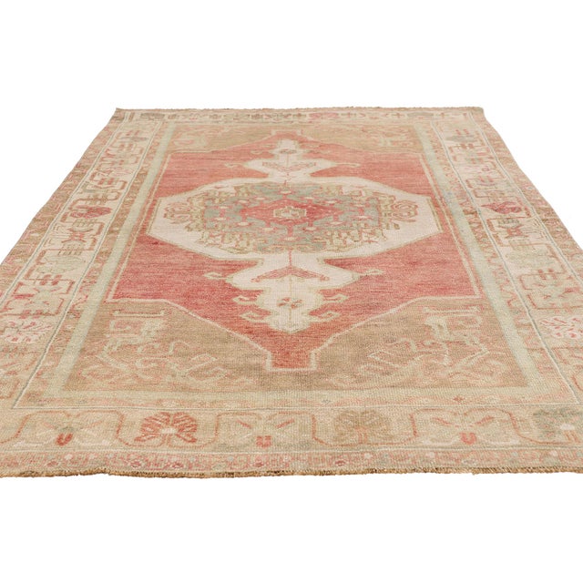 Rustic Vintage Turkish Oushak Rug, 04'04 X 07'04 For Sale - Image 3 of 10