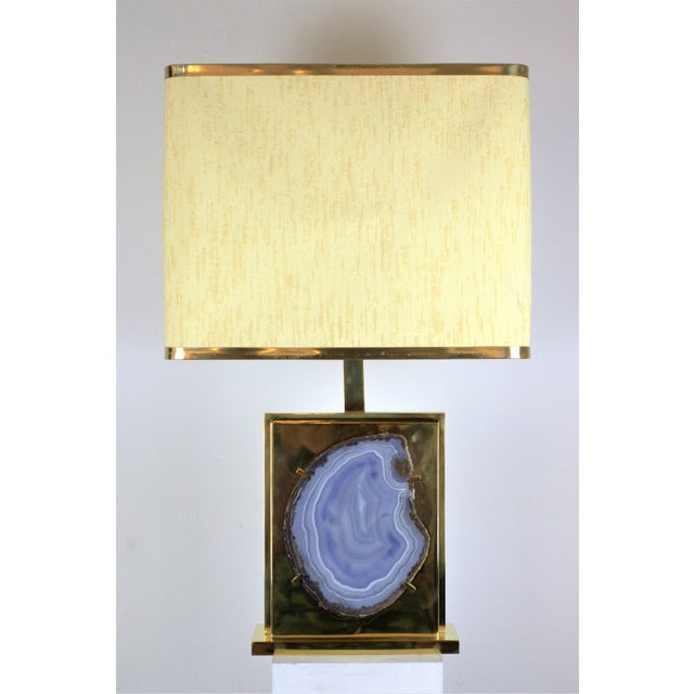 Vintage Brass & Agate Table Lamp by Willy Daro, 1970s, in Flawless conditions. Designed 1970 to 1979 European Plug (up to...