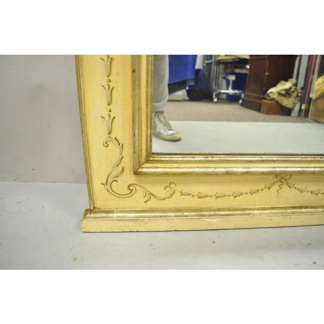 Antique Italian Neoclassical Giltwood Hand Painted 59" Trumeau Wall Mirror For Sale - Image 12 of 12