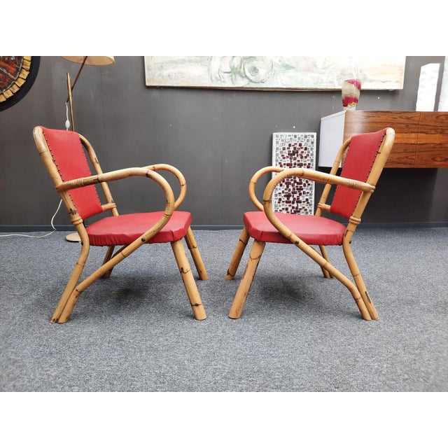 Mid-Century Bamboo Seating Set, 1950s, Set of 3 For Sale - Image 6 of 16