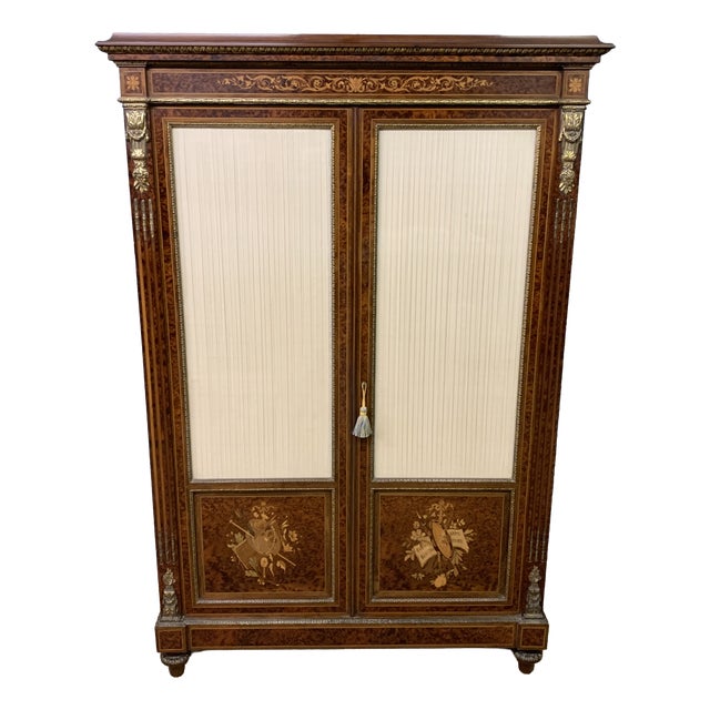 Antique French Inlaid Mahogany and Amboyna Bookcase, 1880 For Sale