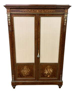 Antique French Inlaid Mahogany and Amboyna Bookcase, 1880