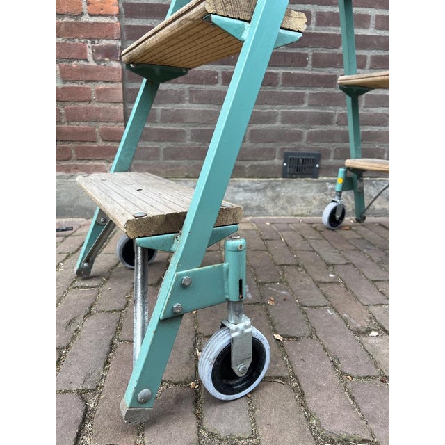Industrial Rolling Step Ladder Stool, 1970s For Sale - Image 15 of 17