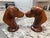 Mid-Century Modern Large Wood Carved Bird Hunting Dog Labrador Retriever Signed Greg Jordan 1984 Bookends Sculpture For Sale - Image 3 of 12