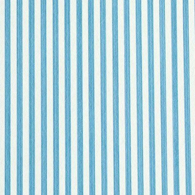 Schumacher Edwin Stripe Narrow Wallpaper in Ocean For Sale