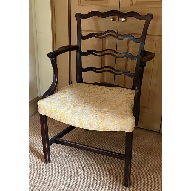 Antique Early 19th Century English George III Carved Mahogany Ribbon Back Arm Chair, Circa 1800 For Sale - Image 12 of 15