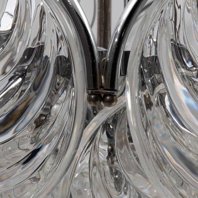 Glass 20th Century Italian Mid-Century Murano Style Glass Disc Chandelier For Sale - Image 7 of 18