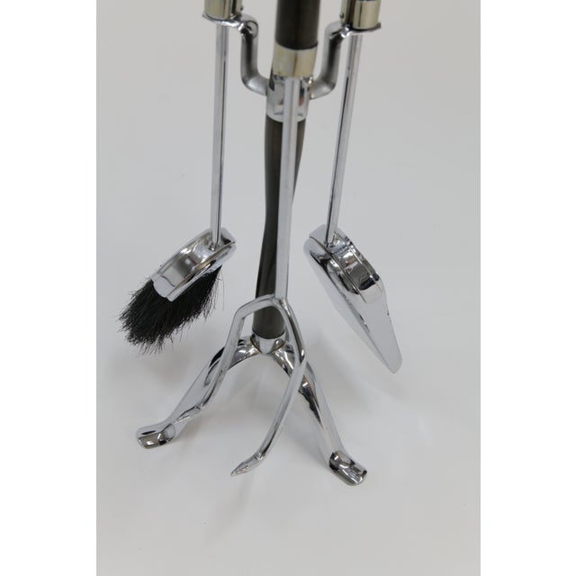 Mid Century Chrome and Wood Fireplace Tools For Sale - Image 15 of 17