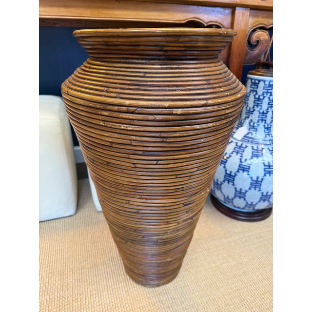 Vintage Large Pencil Reed Floor Vase/Urn For Sale In Orlando - Image 6 of 6