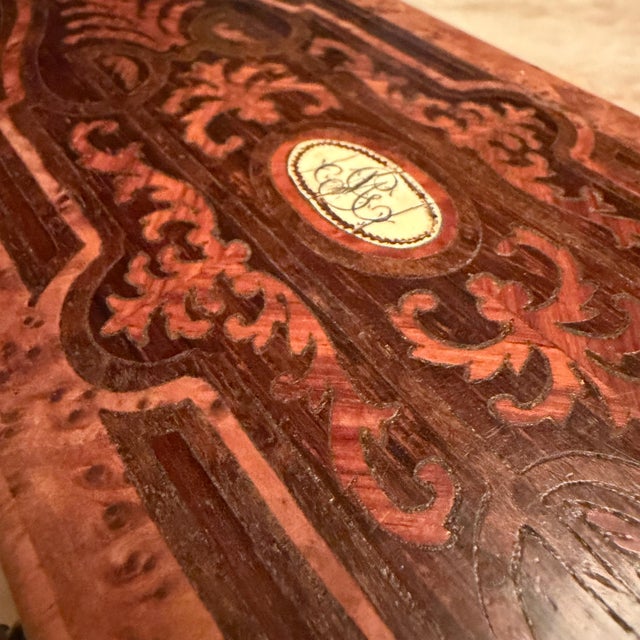 French Antique Napoleon III Style Glove Box or Jewelry Box Marquetry For Sale In San Diego - Image 6 of 18