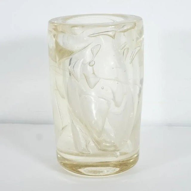 Mid-Century Modern Gold-Flecked Art Glass Vase For Sale - Image 4 of 13