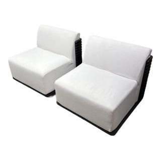 Thomas Bina & Ronald Sasson for Restoration Hardware Trelica Aluminum Swivel Outdoor Chairs, Pair For Sale