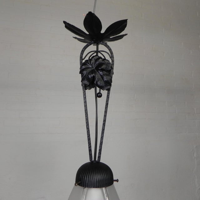 Art Deco Pendant Lamp with Hexagonal Glass Shade, 1930s For Sale - Image 14 of 16