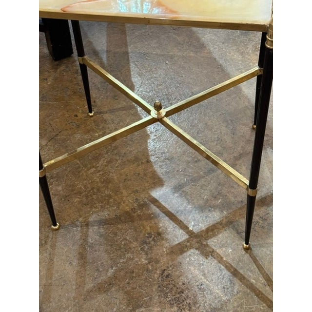 Early 21st Century Pair of French Directoire’ Style Steel and Onyx Side Tables For Sale - Image 5 of 7