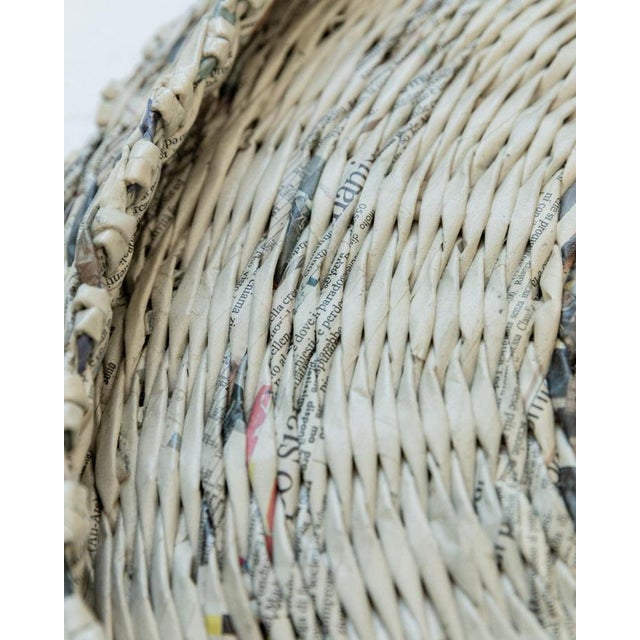 Large Handcrafted Woven Newspaper Laundry Basket with Lid, 1990s For Sale - Image 9 of 11