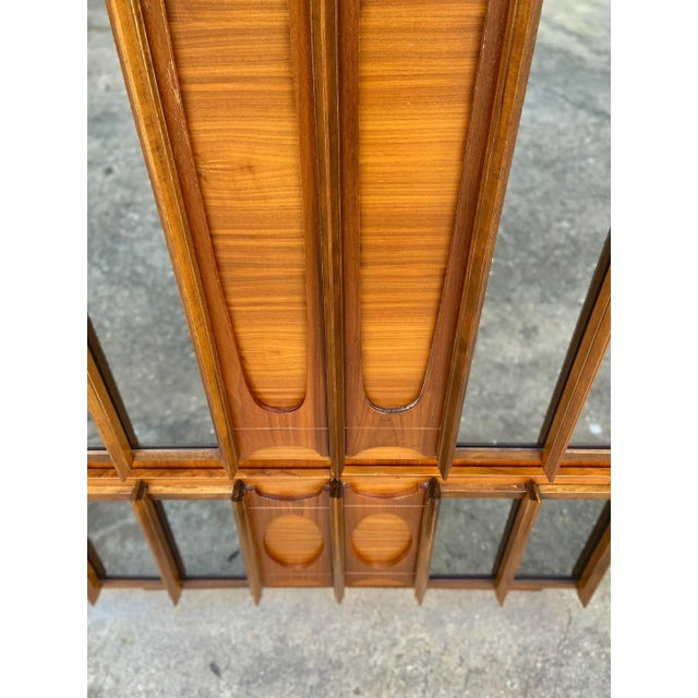 Mid Century Modern Brutalist Armoire Dresser + Inset Smoked Mirrors | by Tobago For Sale - Image 9 of 13