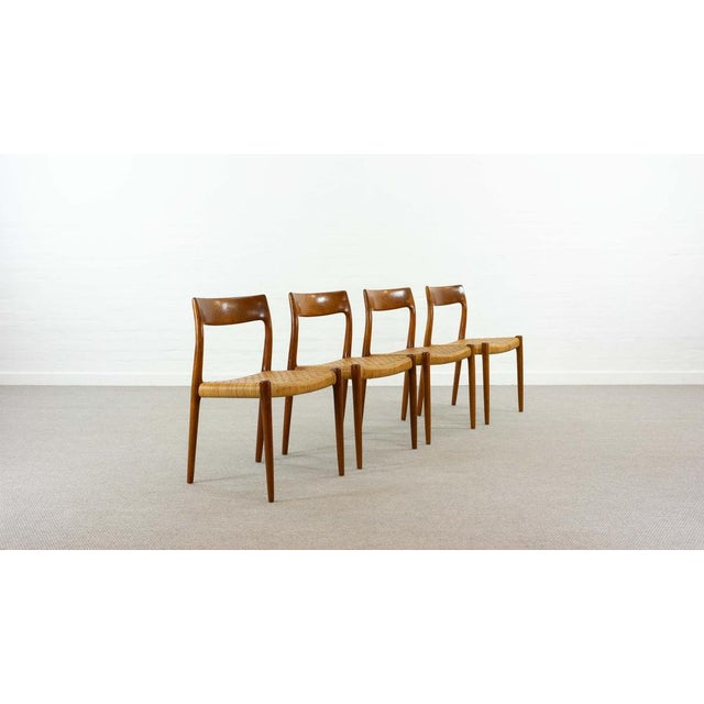 Set dining chair model number: 77 designed by Niels Otto Möller in the 1960s. Made by J.L. Möller's furniture factory -...