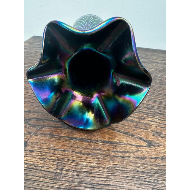 Iridescent Blown Glass Vase with Filigree Decoration, Italy, 1970s For Sale - Image 4 of 13