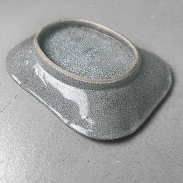 Japanese Craquelé Ceramic Dish with Sakura Decor, 1920s-1940s For Sale - Image 13 of 16