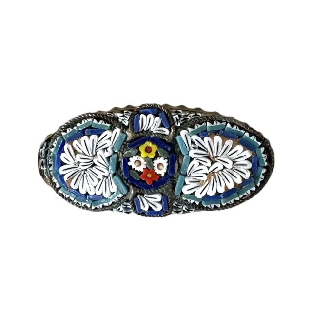 Early 20th Century Vintage Italian Micro Mosaic Brooch - Stamped For Sale - Image 5 of 5