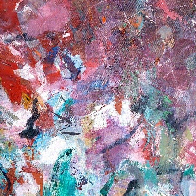 Mid 20th Century Vintage Abstract Still Life Painting Artist Signed Goodman Floral Vase Mid-Century Modern, Framed For Sale - Image 4 of 10