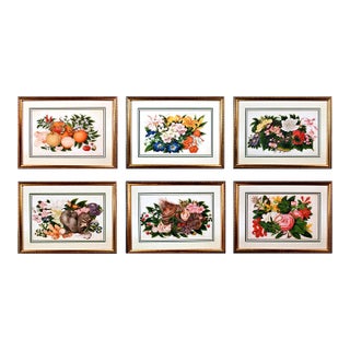 Sunqua China Trade Pith Paper Paintings, Set of Six Still Lifes of Fruit, Vegetables and Flowers For Sale