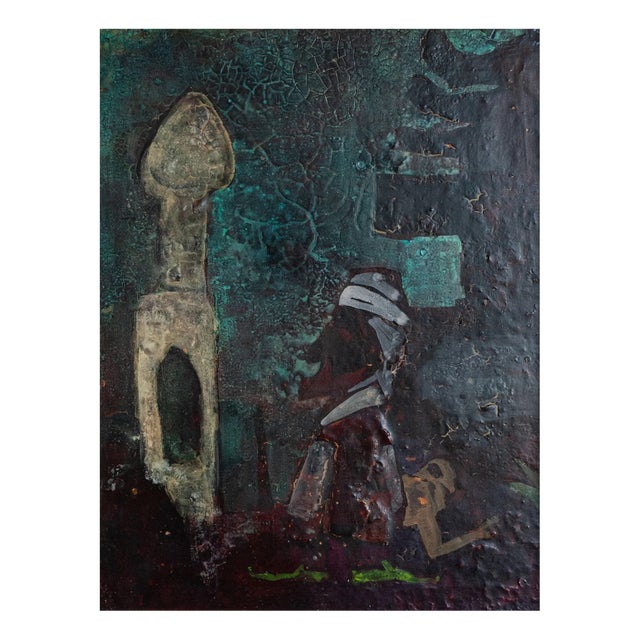 Circle of Hamed Nada, Symbolic Figure Composition, 1980s, Oil on Panel For Sale