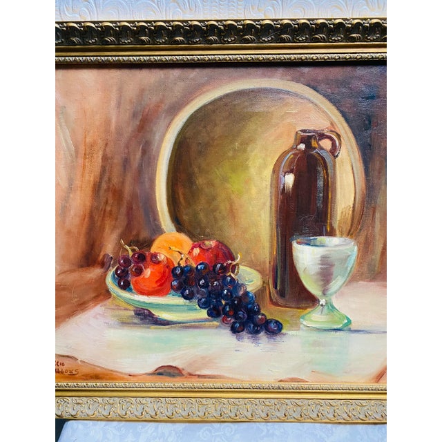 Traditional 1960s Vintage Mid Century Still Life Oil Painting in Gold Gilt Frame For Sale - Image 3 of 10